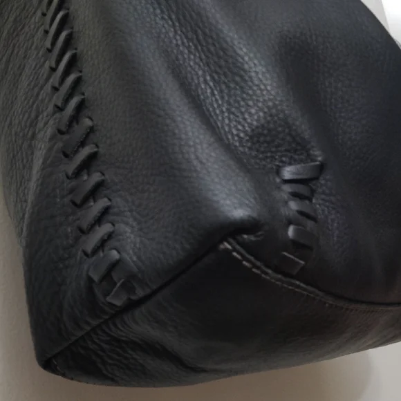 Lucky Brand Leather Purse Braiding Detail Metal Studs Shoulder Crescent Hobo Bag - Picture 4 of 16